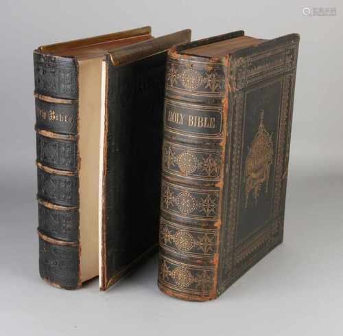 Two antiquarian English Bibles. One time The Holy scriptures with practical commentary, Browns Self,