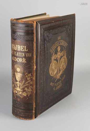 19th century Dutch holy bible with plates. G. Doré. Issue A. Thieme - Arnhem. Size: 9 x 30 x 37