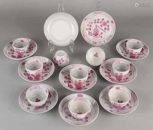 Lot 18th - 19th century German dishes. Consisting of 10 Cups and saucers. Labeled F or J. Probably