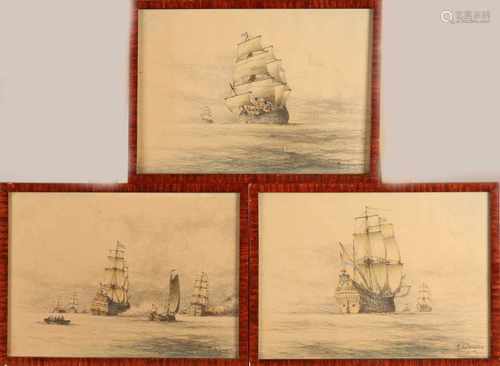 Three times the M. Younger. 1912 - 1978. Three times the 17th century ships performances. Lithograph