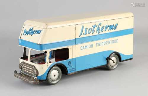 50-Years France Joustra tin toy truck advertising Isothermal. Played. Opdraaiveer falters.