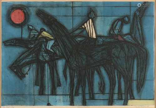 Etching Ru van Rossum 1958. 1924 - 2007. Title: start. Nr. 35/40. Colored etching on paper. Size: