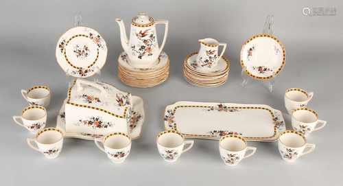 23-Piece mocha antique English china. Ceramics. Crown Ducal England Ware. Circa 1915. Grape