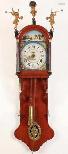 Antique oak Frisian clock with alarm. Circa 1820. Size: 145 cm. In very good condition.