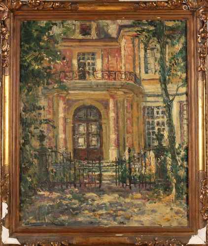 A. Gouwens or Geusens. Circa 1920. Belgian School. View villa. Oil on linen. Size: 46 x H, B 37