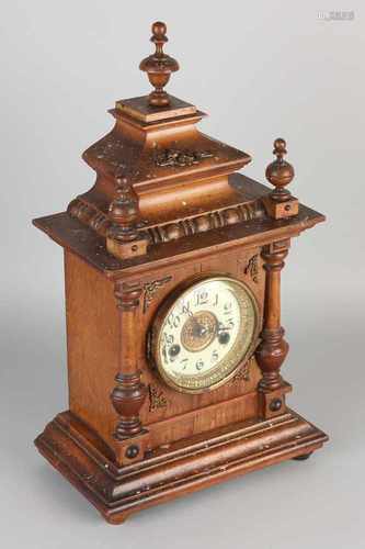 German antique walnut table clock Pfeilkreuz Gründerzeit. Circa 1890. Dimensions: H 47 cm. In good