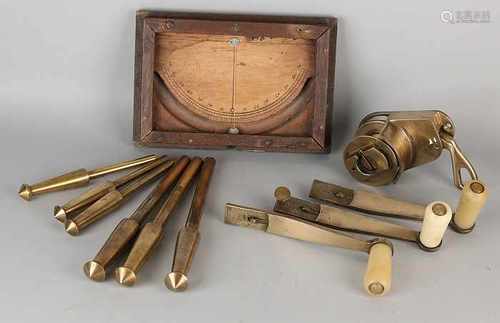 Lot ancient maritime objects. 20th century. Include: Brass + winch rope confirmation tester lead and