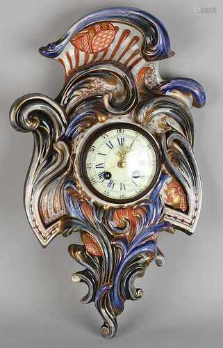 Rare 19th century Imari porcelain Cartelklok. Porcelain throughout. Eight day movement with French