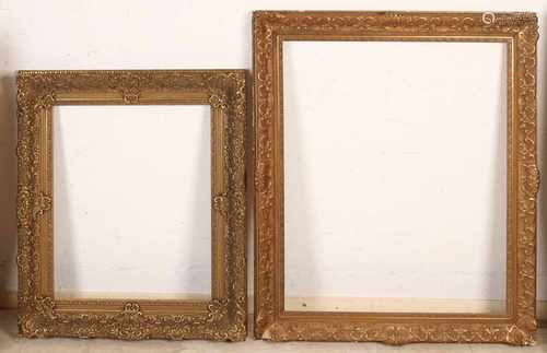 Two antique painting ornament lists. Slight damage. Size: 77 x H, B 63 cm. B + H 57 x 47 cm. In fair