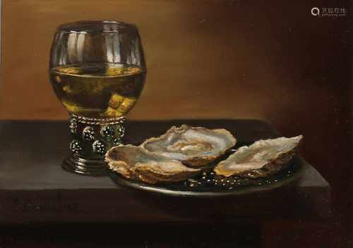 C. Cornelisz. 21st century. Still Life with Roemer, oysters and tin plate. Oil paint on panel. Size: