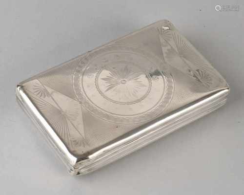 Silver tobacco box, 833/000, rectangular model with hinged lid provided with guillouche operation