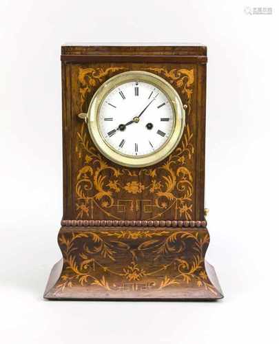 French rosewood Charles Dix clock with floral marquetry. Circa 1840. Eight day-movement, half-hour