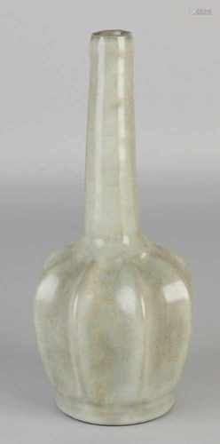 Lobbed Chinese porcelain vase with celadon glaze pipe. Size: H 25.5 cm. In good condition.