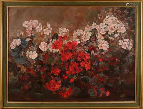 Cooling. Circa 1930. Wildflowers. Oil on linen. Size: 60 x H, B 80 cm. In good condition.