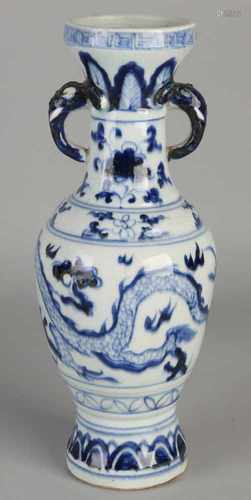 Chinese porcelain dragon vase with ears (elephants). Size: H 27 cm. In good condition.