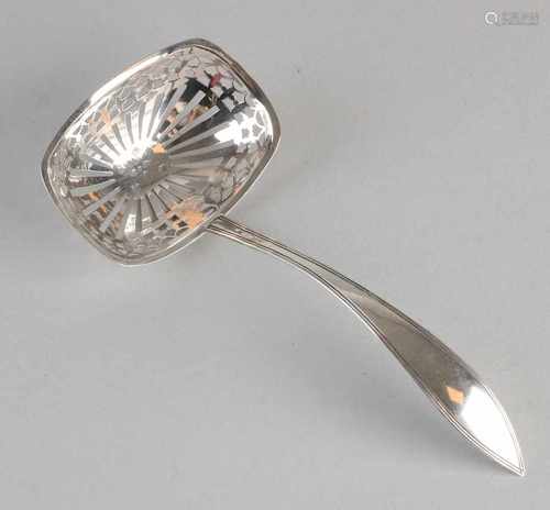 Fine antique Empire 835/000 sprinkle spoon with pierced tray with stars and stripes and a pointed