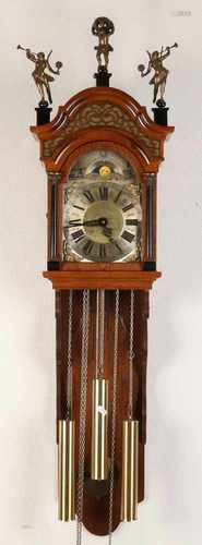 Oak Frisian clock with moon phase and Westminster clock. Quarter Battle. Second half 20th century.