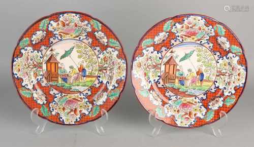 Two 19th century Dutch ceramics Cornelis Pronk signs with Chinese decorations. One hairline. Size: ø