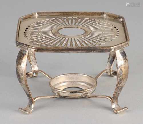 Silver Comfoor, 835/000, octagonal model with 4 curled legs and a finely cut plate. MT .: Fa. A.