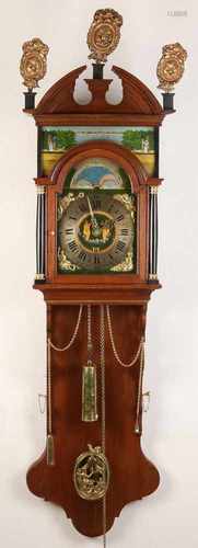 Beautiful Friesian double hairdresser staartklok about 1800 louis seize with moon phase, date, alarm