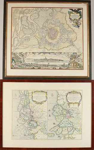 Two old German maps and reproductions. One time Vienna. One time Nordfriesland. Size: 40-50 cm.