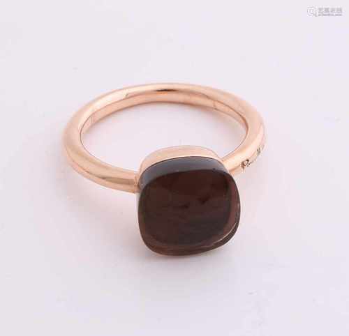 Rose gold ring, 585/000, with smoke quartz. Bolle ring with a pillow-shaped cut smoky quartz,