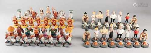 Two sets of chess game figures. One time Spike and Suzy set, plastic. One time Asterix and Obelix