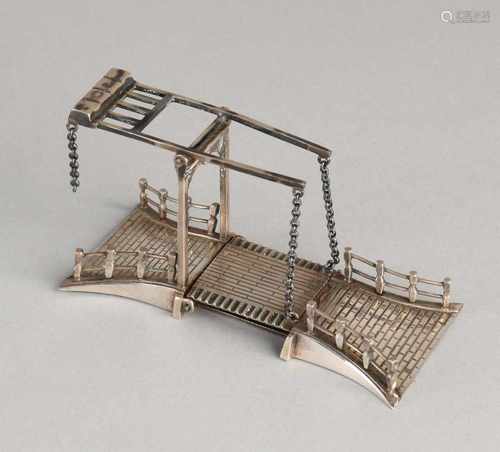 Silver miniature, 835/000, in the form of a drawbridge. MT .: Lesener e.g. Amsterdam, 1958-1988.