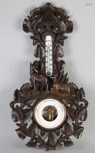 Large antique Schwarzwalder barometer with chamois and tendrils. Circa 1900. Minimal damage. Size: L