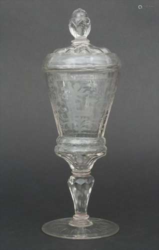 Deckelpokal 'Amor' / A glass goblet 'Cupid', 18./19.