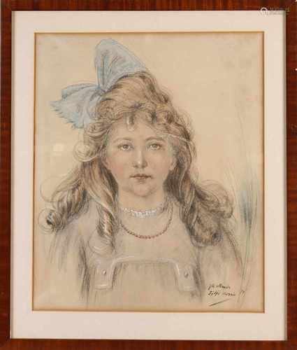 J.H. Maris. 1875. 1837 - 1899. Portrait Sijtje Morris. Mixed media on paper. Size: 48 x H, B 40