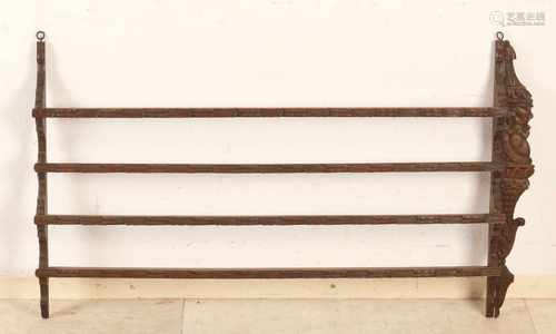 Antique Hollands oak inserted plate rack. Approximately 1880. Size: 114 x 64 x 8 cm. In good