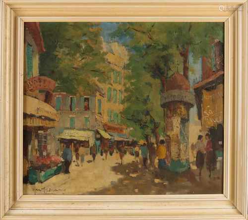 Hans Molenaar. 1914 - 1989 Paris Cityscape. Oil on linen. Size: 50 x H, B 60 cm. In good condition.