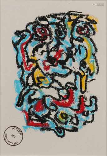 Theo Wolvecamp. 1992. 1925 - 1992. Abstract composition. Pastel on paper. Size: 20 x H B 14 cm. In