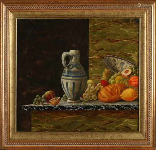 Rietdijk. Circa 1900. Still Life with Jug and Chinese scale. Size: 50 x H, B 60 cm. In fair / good