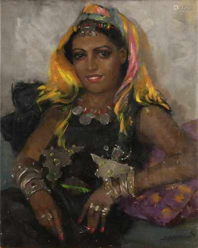 Jan Hoowij, 1939. Hengelo 1907 - California 1987. Gypsy Girl. Oil on linen. Size: 59 x H, B 48 cm.