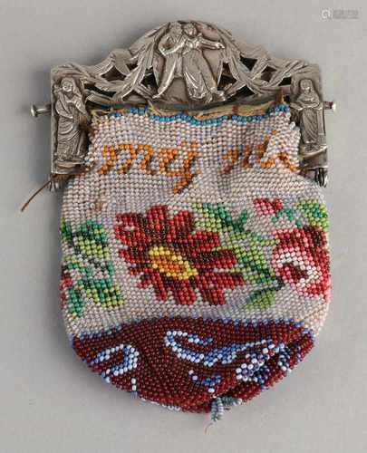 Exchange Beads with silver bracket, 833/000, Bag handle molded with applique with figures and