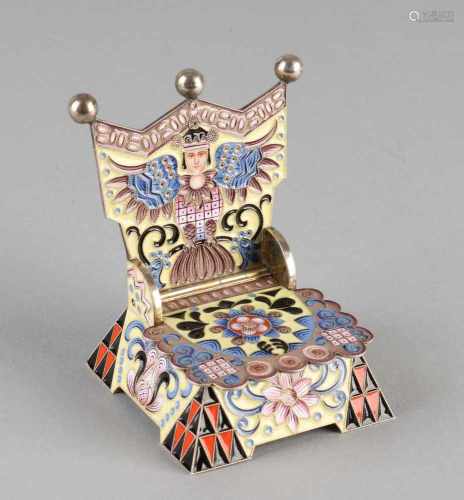 Silver gilt throne, 88 zolotniks, decorated with enamel. Throne, with hinged lid, with cloissonne