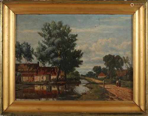 WJ Koppius. Wilbrandus Joannes Koppius. 1859 - 1945. Landscape to J.J. v / d devices. Landscape with