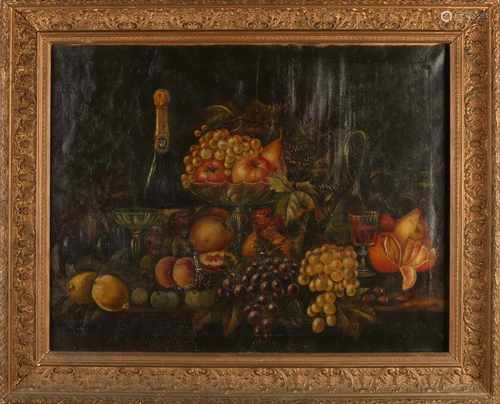 Jung. German School. Circa 1900. Still life with fruit. Oil on linen. Dimensions: H 65 x W 85 cm. In