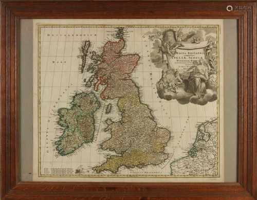 17th - 18th Century large map. Magna Britannia complectens Anglia Scotiae et hiberne Regna. By