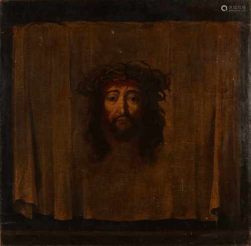 Tromphe L'oeil. Jesus portrait. 18th century or older. Oil on canvas on panel. Size: 84 x H, B 84