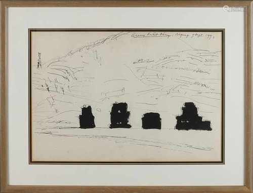 Ugung (unclear). 1990. Indonesian School. Abstract representation. Indian ink on paper. Size: 37 x