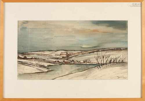 Jacques Mels. 1899 - 1974. South Holland landscape. Mixed media on paper. Size: 32 x H, B 55 cm.