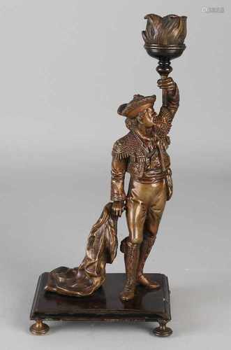 19th Century Spanish bronze figure candle holder. By mata. Size: H 24 cm. In good condition.