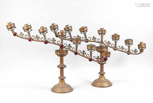 Set large 19th century Neo Gothic church candle chandeliers. Size: 55 x 67 x 15 cm. In good