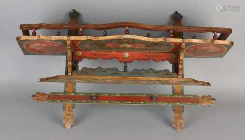 19th Century original polychrome Hollands rack. Possible Zealand. Size: 16 x 34 x 18 cm. In good