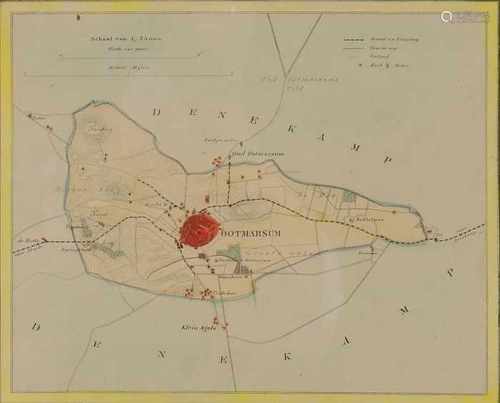 Antique map of Ootmarsum. Circa 1920. Lithograph on paper. Size: 15 x H, B 18 cm. In good