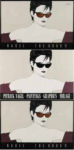 Three works by Patrick Nagel (1945-1984 USA), representations of women with sunglasses, lithograph