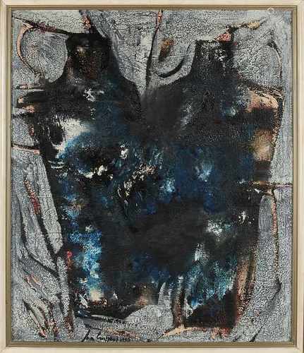 Jan Burssens, 1956. 1925 - 2002 Belgian School. Composition two torsos. Mixed media on linen.